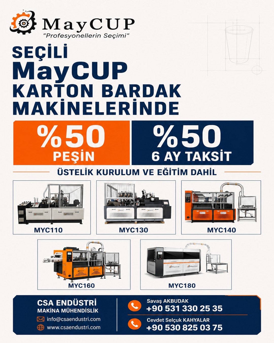 50 % d'acompte, 50 % en versements de 6 mois pour certaines machines à gobelets en papier MayCUP