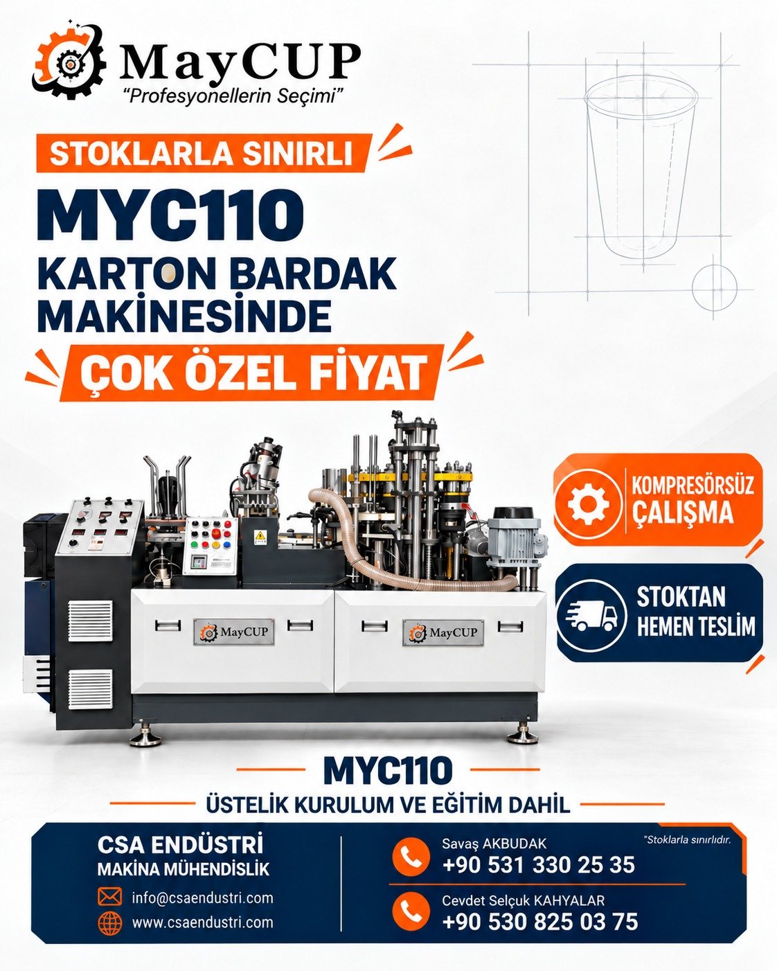 Stoktan Hemen Teslim, Kompresör Gerektirmez, Düşük Yatırım Maliyetli, Tam Otomatik Karton Bardak Makinesi